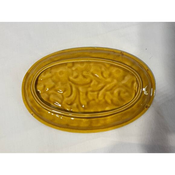 Vintage Raised Golden Floral Poppies Oval Candy Trinket Dish - Picture 3 of 5